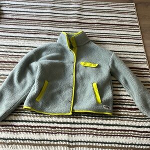 North Face Gray / Yellow Snap Fleece Jacket